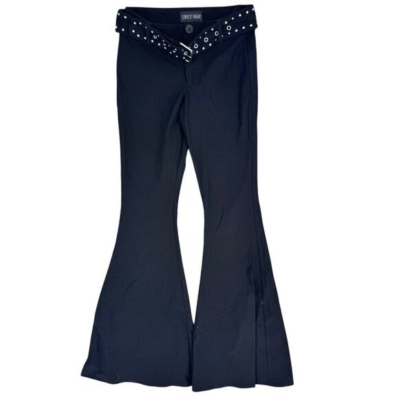 Current Mood Flared Pants New Black Small Studded Belt - Picture 1 of 7